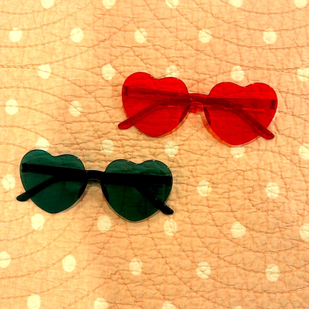 Green and Pink Heart Sunglasses